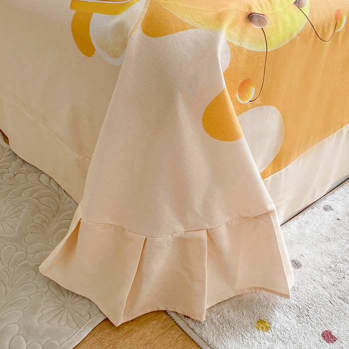 91家纺网 家纺一手货源 找家纺 眷恋家纺 2025秋冬加厚全棉生态磨毛卡通三件套四件套 萌萌哒-黄