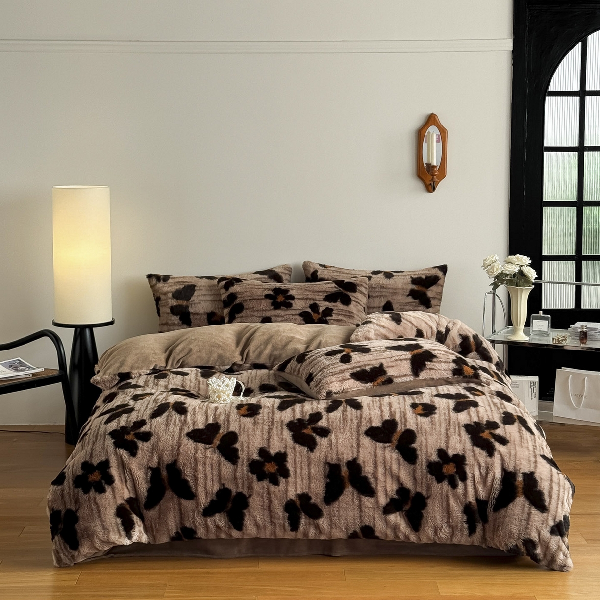 91家纺网 家纺一手货源 找家纺 新印象 2025新款美拉德系列兔毛绒保暖四件套 蜜雅