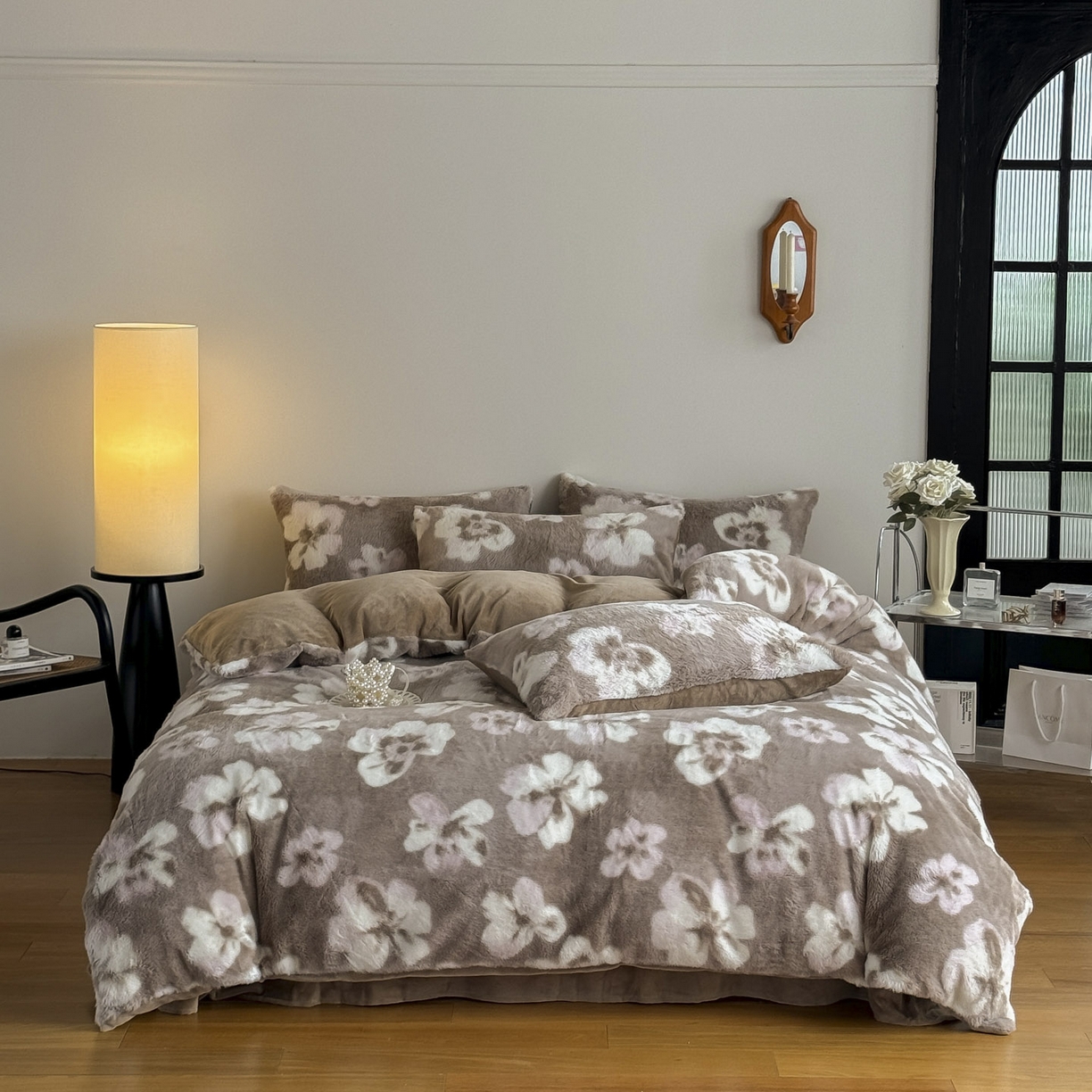 91家纺网 家纺一手货源 找家纺 新印象 2025新款美拉德系列兔毛绒保暖四件套 浅栀