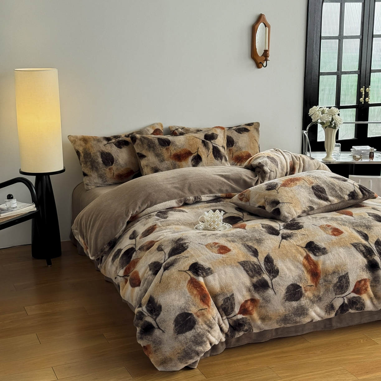 91家纺网 家纺一手货源 找家纺 新印象 2025新款美拉德系列兔毛绒保暖四件套 艾秋