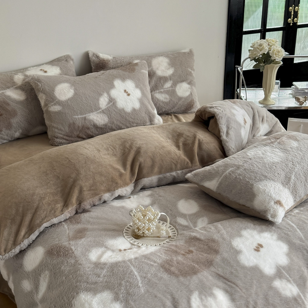 91家纺网 家纺一手货源 找家纺 新印象 2025新款美拉德系列兔毛绒保暖四件套 芙微