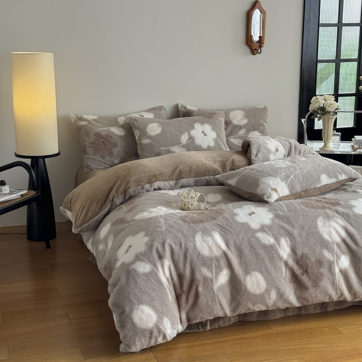 91家纺网 家纺一手货源 找家纺 新印象 2025新款美拉德系列兔毛绒保暖四件套 芙微