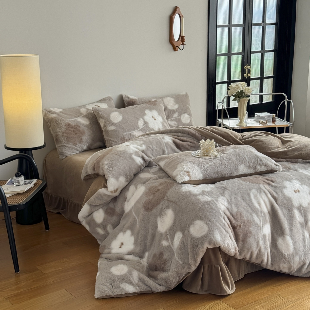 91家纺网 家纺一手货源 找家纺 新印象 2025新款美拉德系列兔毛绒保暖四件套 芙微