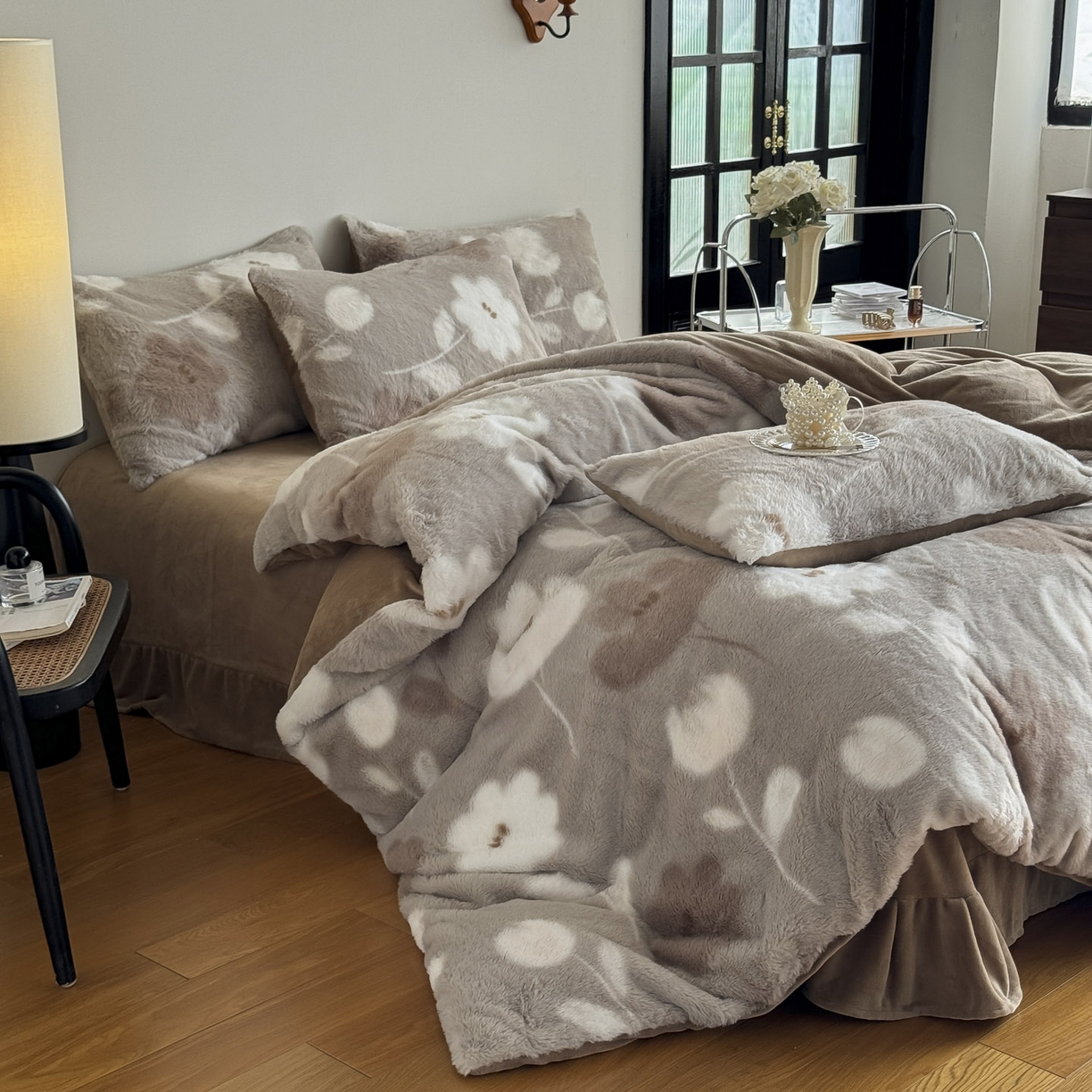 91家纺网 家纺一手货源 找家纺 新印象 2025新款美拉德系列兔毛绒保暖四件套 芙微