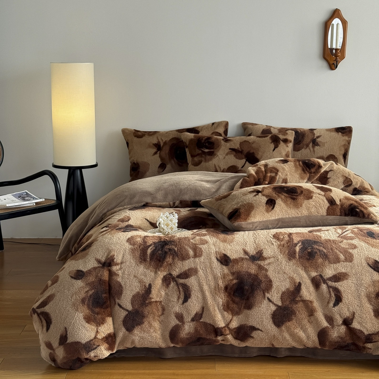 91家纺网 家纺一手货源 找家纺 新印象 2025新款美拉德系列兔毛绒保暖四件套 花优