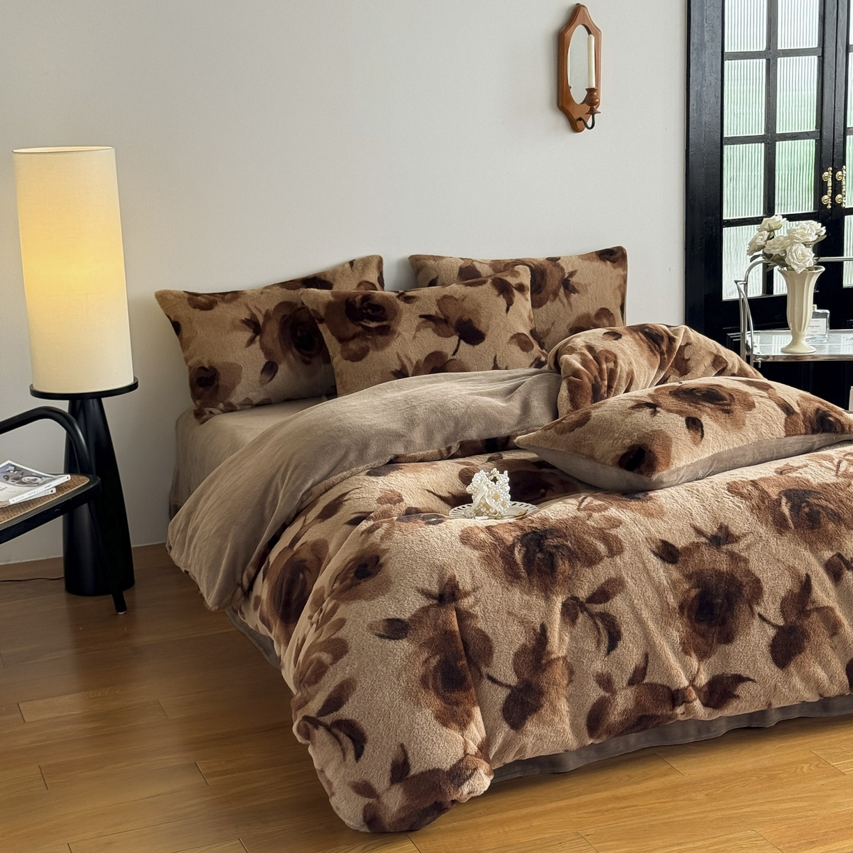 91家纺网 家纺一手货源 找家纺 新印象 2025新款美拉德系列兔毛绒保暖四件套 花优