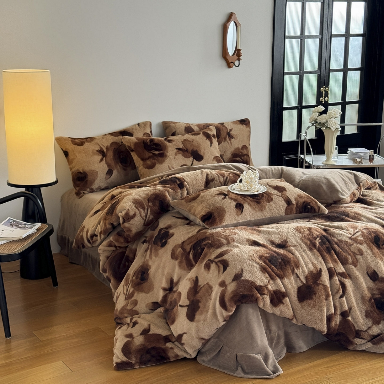 91家纺网 家纺一手货源 找家纺 新印象 2025新款美拉德系列兔毛绒保暖四件套 花优