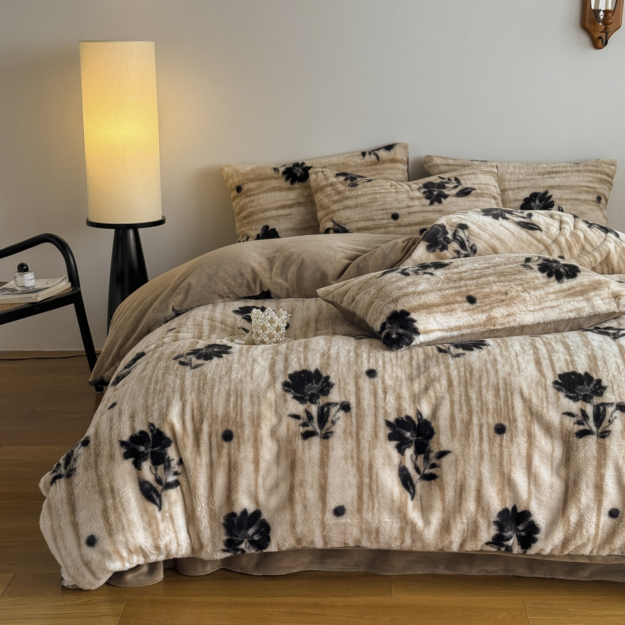 91家纺网 家纺一手货源 找家纺 新印象 2025新款美拉德系列兔毛绒保暖四件套 蔓朵