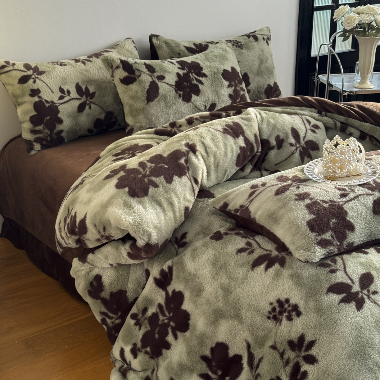 91家纺网 家纺一手货源 找家纺 新印象 2025新款美拉德系列兔毛绒保暖四件套 莫兰朵