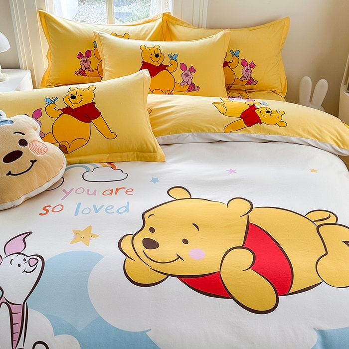 91家纺网 家纺一手货源 找家纺 眷恋家纺 2025秋冬加厚全棉生态磨毛卡通三件套四件套 幸福常伴