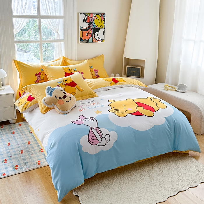 91家纺网 家纺一手货源 找家纺 眷恋家纺 2025秋冬加厚全棉生态磨毛卡通三件套四件套 幸福常伴