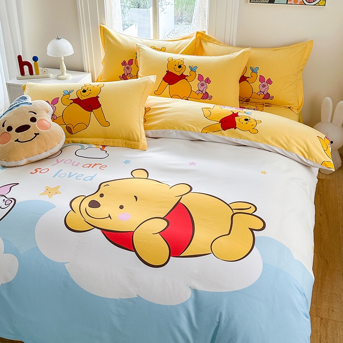 91家纺网 家纺一手货源 找家纺 眷恋家纺 2025秋冬加厚全棉生态磨毛卡通三件套四件套 幸福常伴