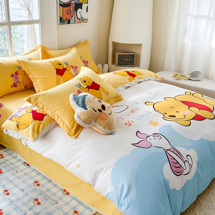 91家纺网 家纺一手货源 找家纺 眷恋家纺 2025秋冬加厚全棉生态磨毛卡通三件套四件套 幸福常伴