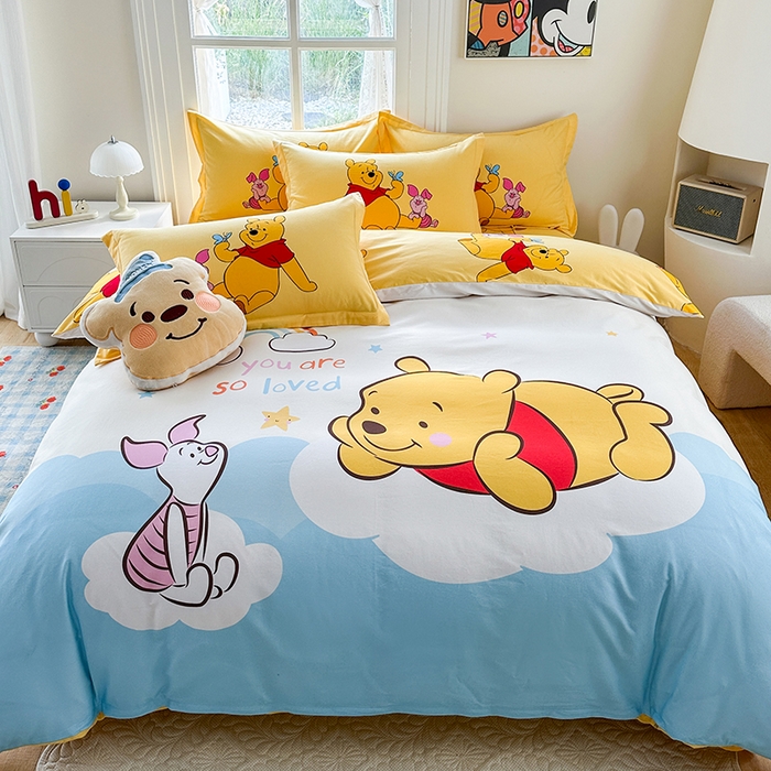 91家纺网 家纺一手货源 找家纺 眷恋家纺 2025秋冬加厚全棉生态磨毛卡通三件套四件套 幸福常伴