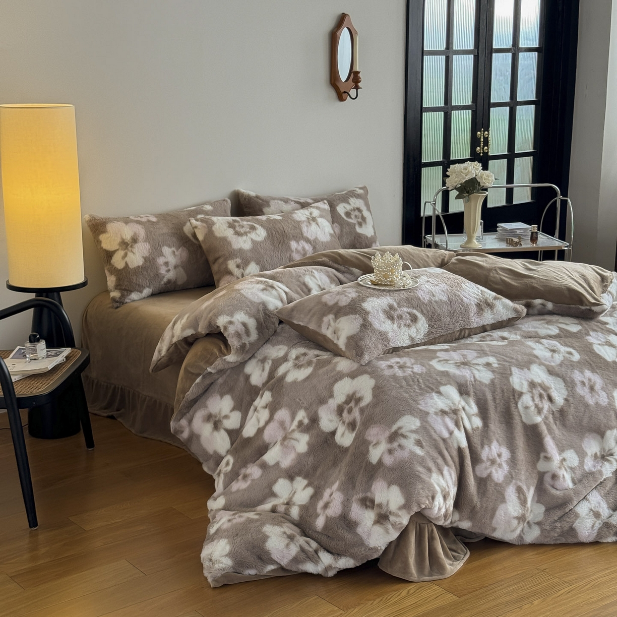 91家纺网 家纺一手货源 找家纺 新印象 2025新款美拉德系列兔毛绒保暖四件套 浅栀