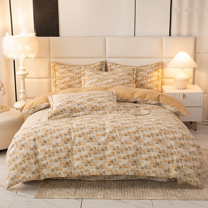 91家纺网 家纺一手货源 找家纺 （总）幸嘉轩 2025新款全棉纯棉喷气加厚磨毛四件套-系列五