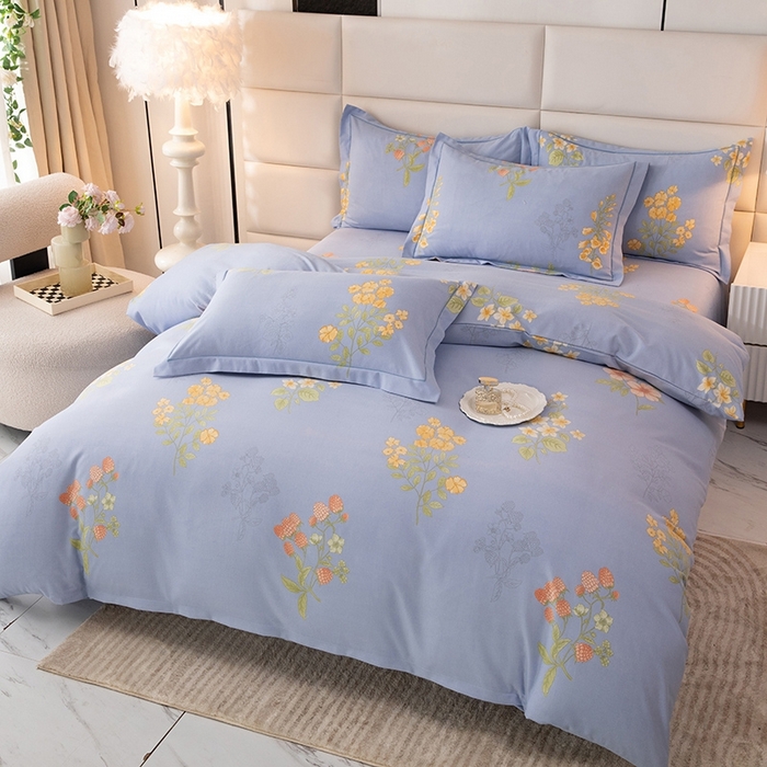 91家纺网 家纺一手货源 找家纺 幸嘉轩 2025新款全棉纯棉喷气加厚磨毛四件套-系列五 静享花开