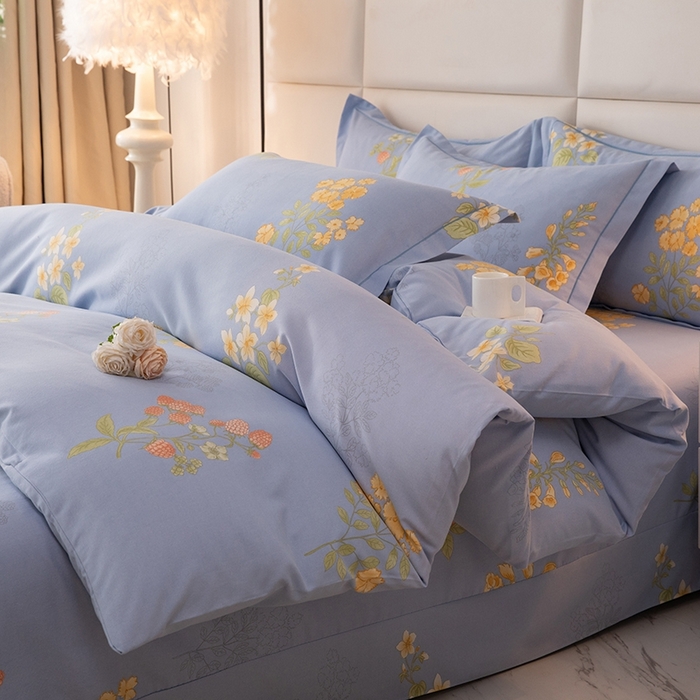 91家纺网 家纺一手货源 找家纺 幸嘉轩 2025新款全棉纯棉喷气加厚磨毛四件套-系列五 静享花开