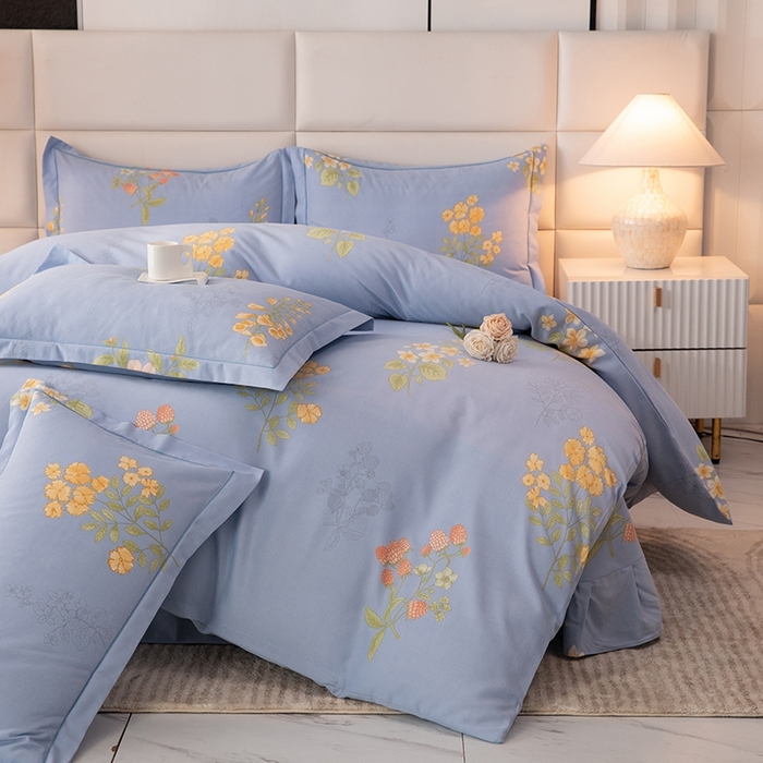 91家纺网 家纺一手货源 找家纺 幸嘉轩 2025新款全棉纯棉喷气加厚磨毛四件套-系列五 静享花开