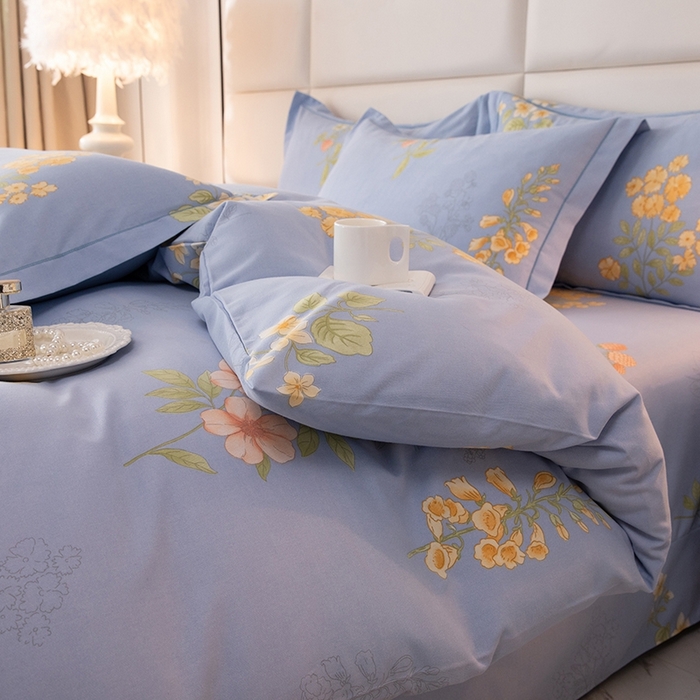 91家纺网 家纺一手货源 找家纺 幸嘉轩 2025新款全棉纯棉喷气加厚磨毛四件套-系列五 静享花开