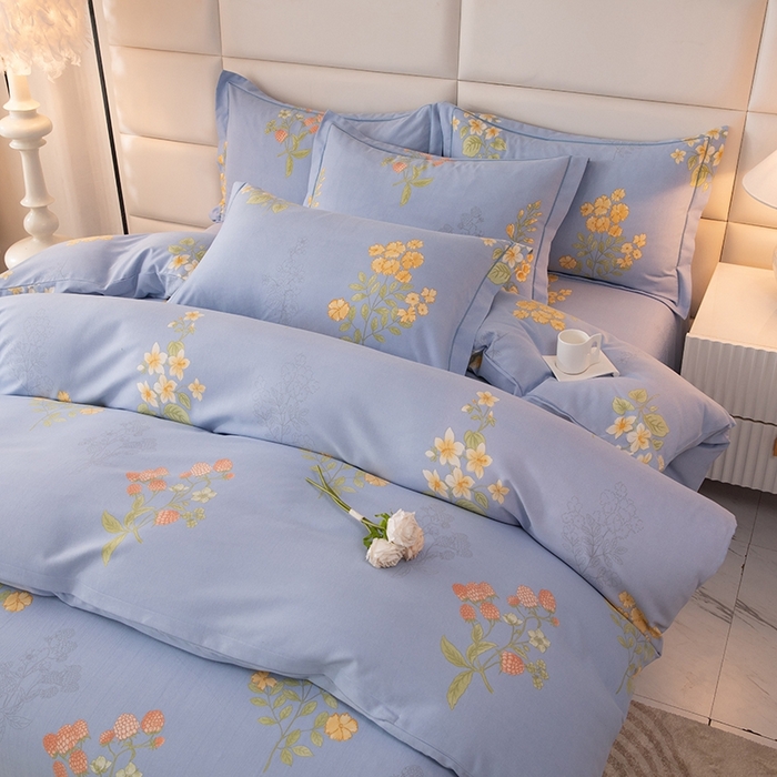 91家纺网 家纺一手货源 找家纺 幸嘉轩 2025新款全棉纯棉喷气加厚磨毛四件套-系列五 静享花开