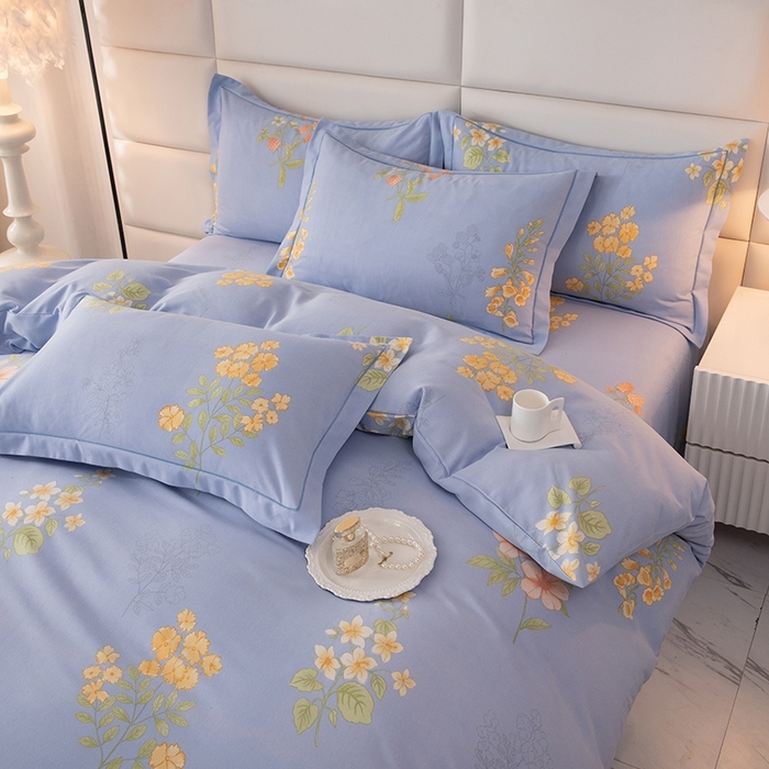 91家纺网 家纺一手货源 找家纺 幸嘉轩 2025新款全棉纯棉喷气加厚磨毛四件套-系列五 静享花开