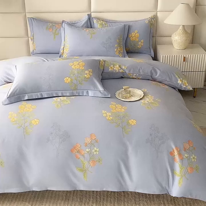 91家纺网 家纺一手货源 找家纺 幸嘉轩 2025新款全棉纯棉喷气加厚磨毛四件套-系列五 静享花开