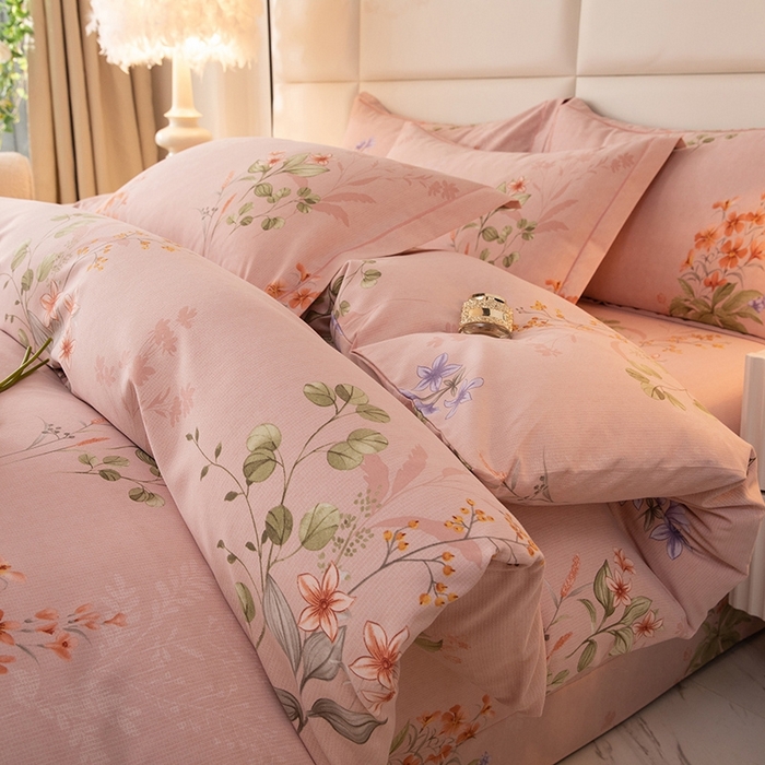 91家纺网 家纺一手货源 找家纺 幸嘉轩 2025新款全棉纯棉喷气加厚磨毛四件套-系列五 美艳动人