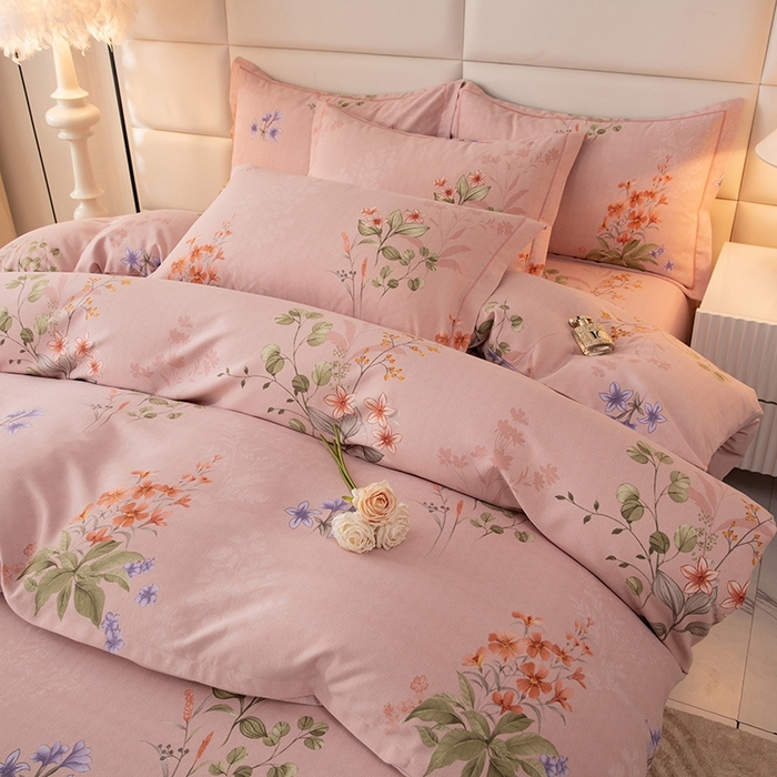 91家纺网 家纺一手货源 找家纺 幸嘉轩 2025新款全棉纯棉喷气加厚磨毛四件套-系列五 美艳动人