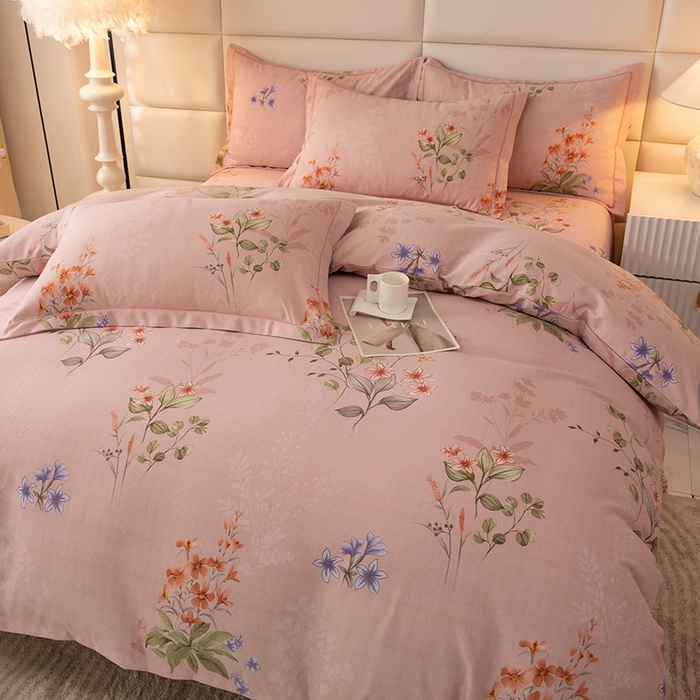 91家纺网 家纺一手货源 找家纺 幸嘉轩 2025新款全棉纯棉喷气加厚磨毛四件套-系列五 美艳动人