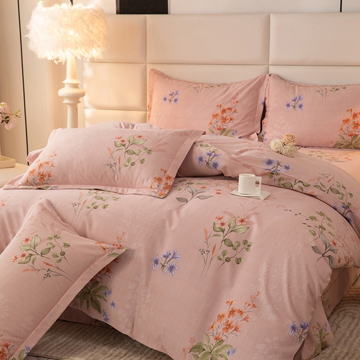 91家纺网 家纺一手货源 找家纺 幸嘉轩 2025新款全棉纯棉喷气加厚磨毛四件套-系列五 美艳动人