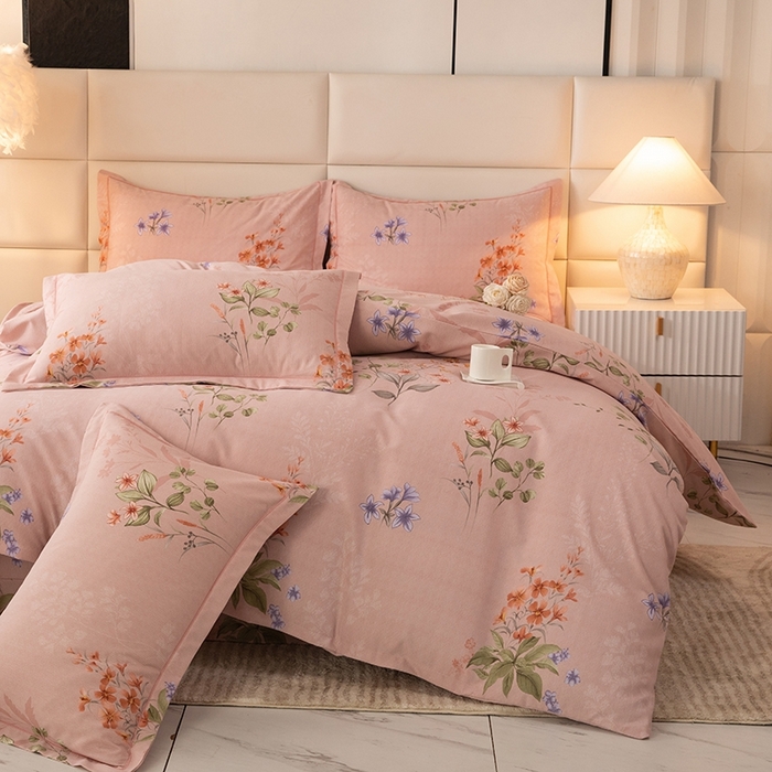 91家纺网 家纺一手货源 找家纺 幸嘉轩 2025新款全棉纯棉喷气加厚磨毛四件套-系列五 美艳动人