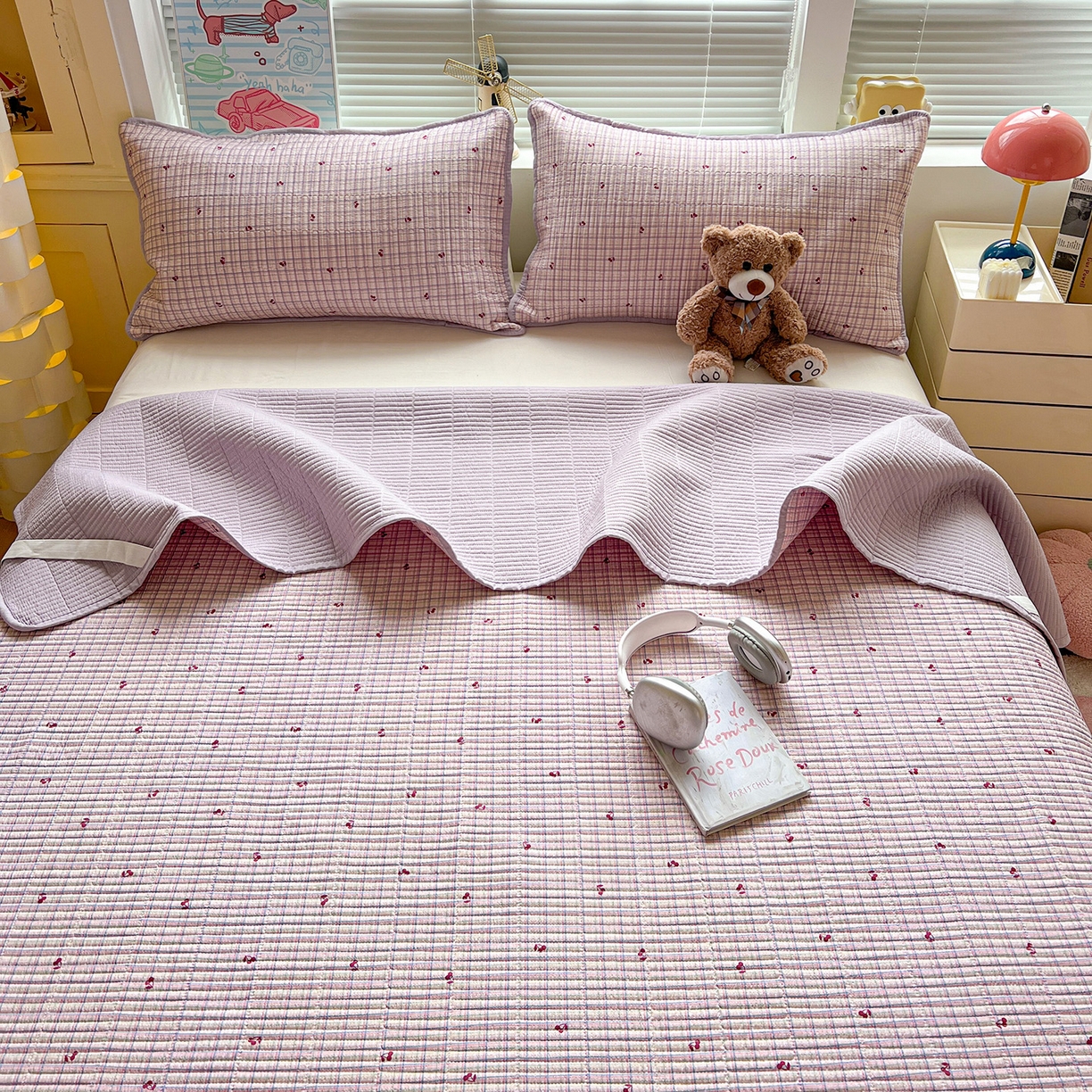 91家纺网 家纺一手货源 找家纺 （总）暖芯优选 2025新款木棉双层纱ins少女心可爱系加厚豆豆冬被四件套床盖三件套暖梦系列（小红书推荐）