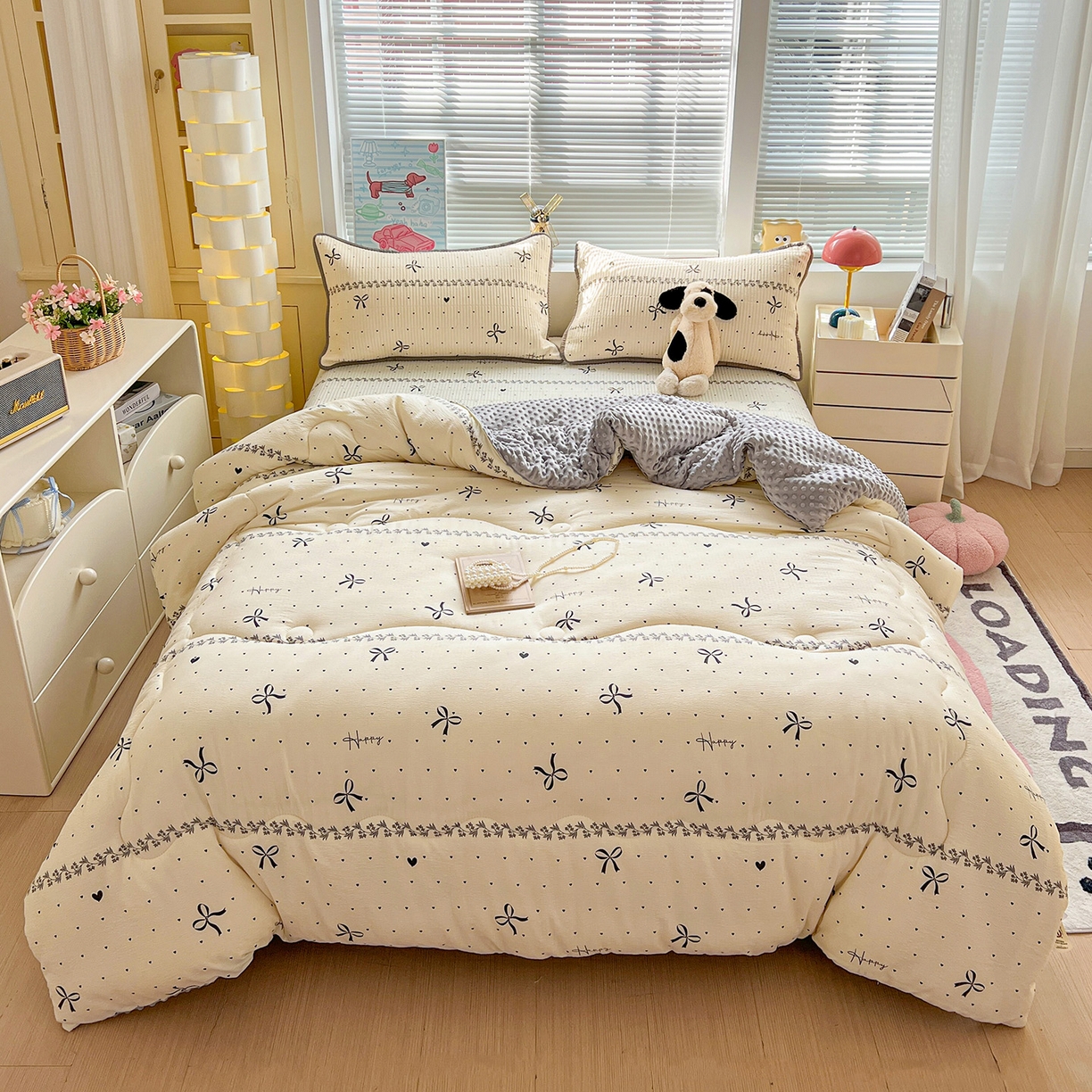 91家纺网 家纺一手货源 找家纺 （总）暖芯优选 2025新款木棉印花床盖三件套