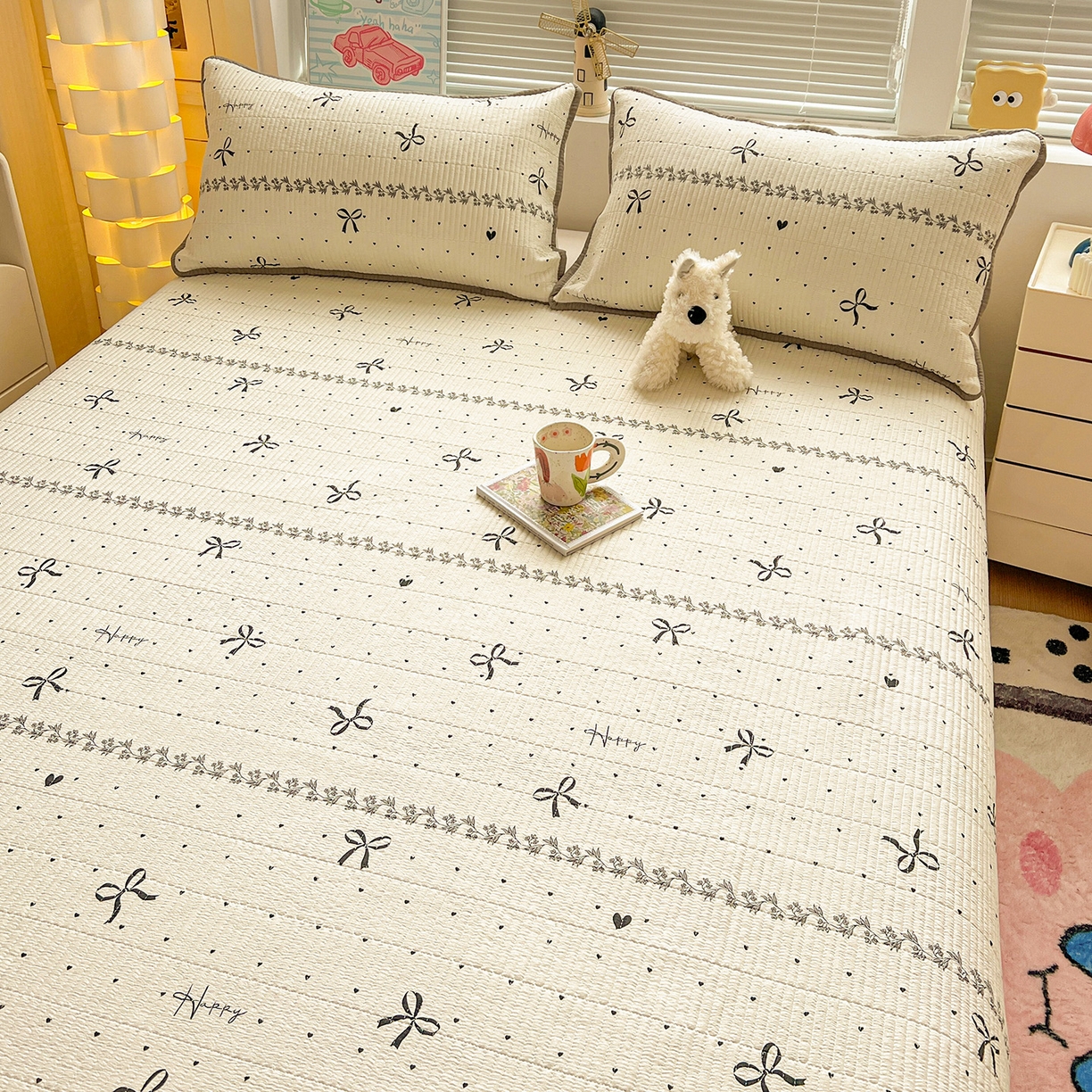 91家纺网 家纺一手货源 找家纺 （总）暖芯优选 2025新款木棉印花床盖三件套