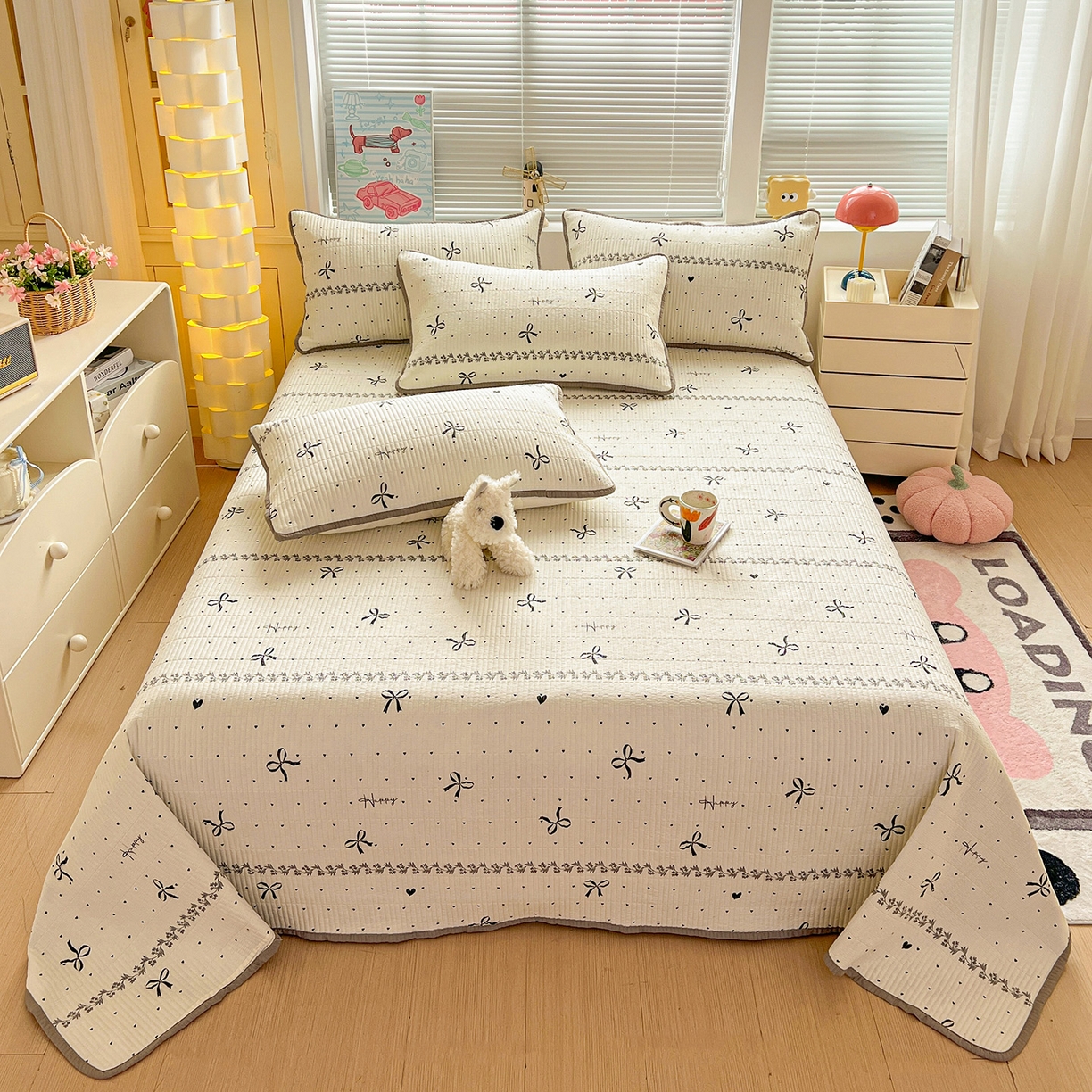 91家纺网 家纺一手货源 找家纺 （总）暖芯优选 2025新款木棉印花床盖三件套