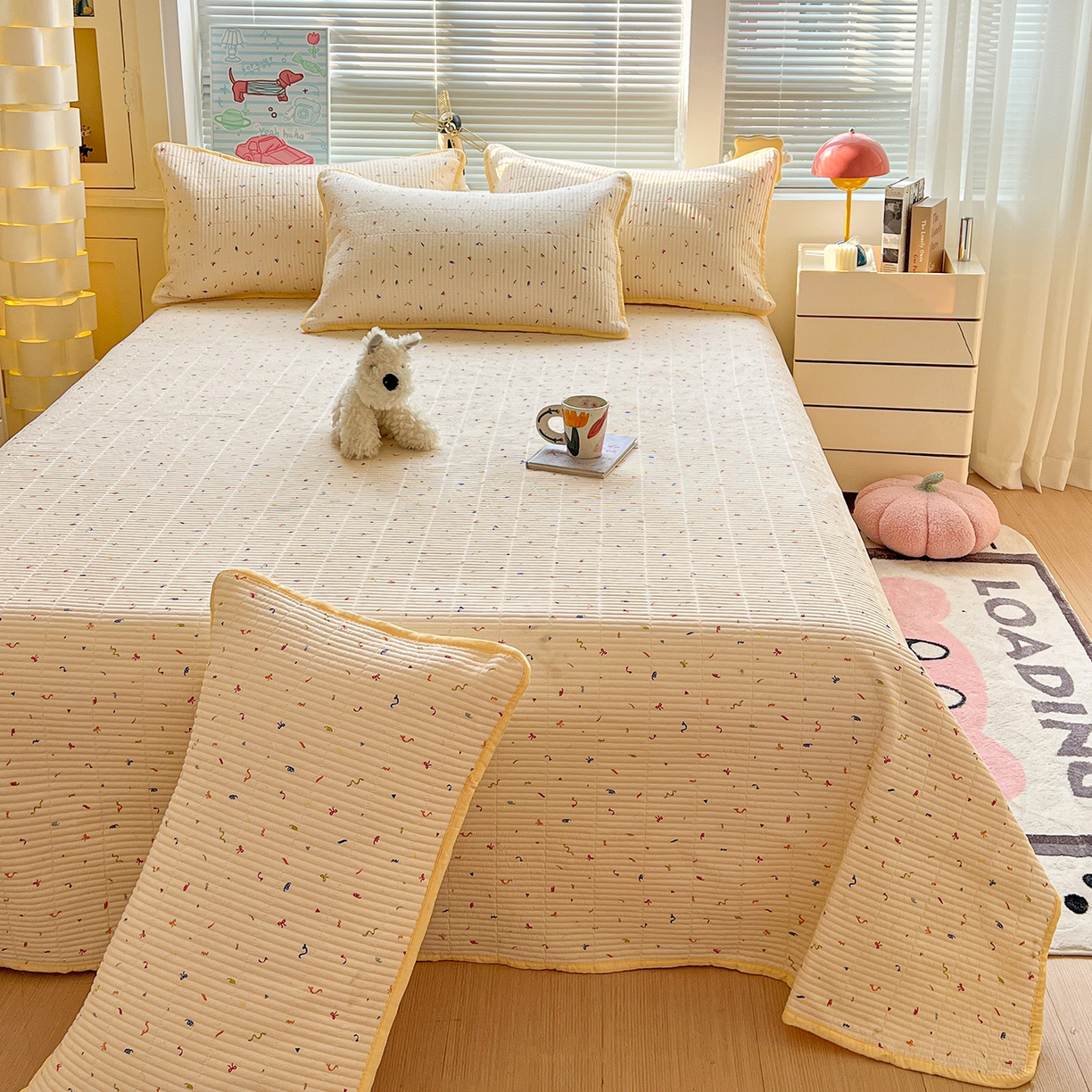 91家纺网 家纺一手货源 找家纺 （总）暖芯优选 2025新款木棉印花床盖三件套