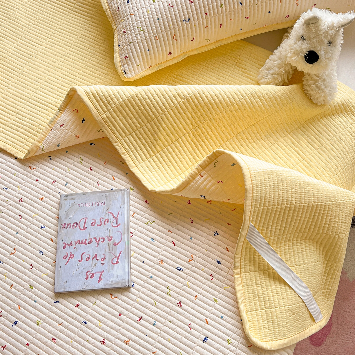 91家纺网 家纺一手货源 找家纺 暖芯优选 2025新款木棉双层纱ins少女心可爱系加厚豆豆冬被四件套床盖三件套暖梦系列（小红书推荐） 音乐篇章