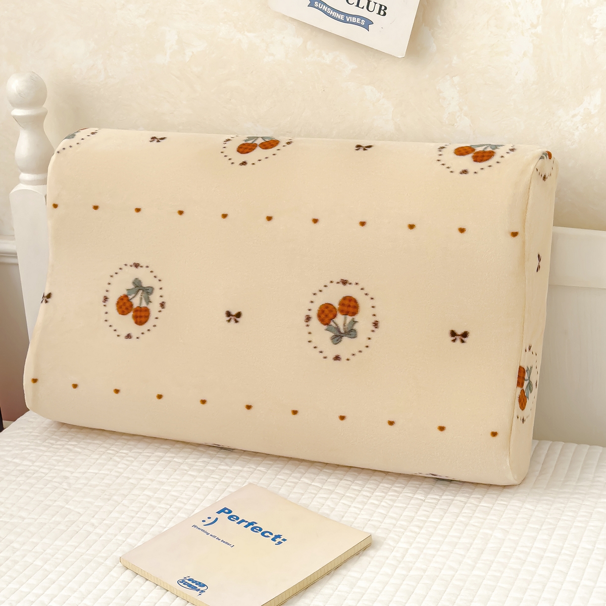 91家纺网 家纺一手货源 找家纺 良佐生活 2025新款宝宝绒乳胶枕套 小樱桃