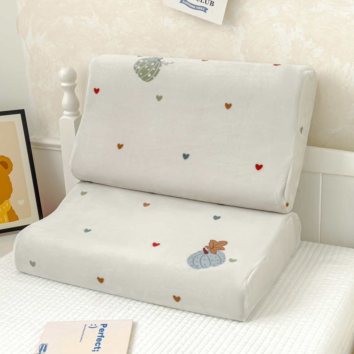 91家纺网 家纺一手货源 找家纺 良佐生活 2025新款宝宝绒乳胶枕套 南瓜派对