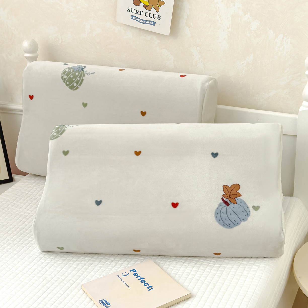 91家纺网 家纺一手货源 找家纺 良佐生活 2025新款宝宝绒乳胶枕套 南瓜派对