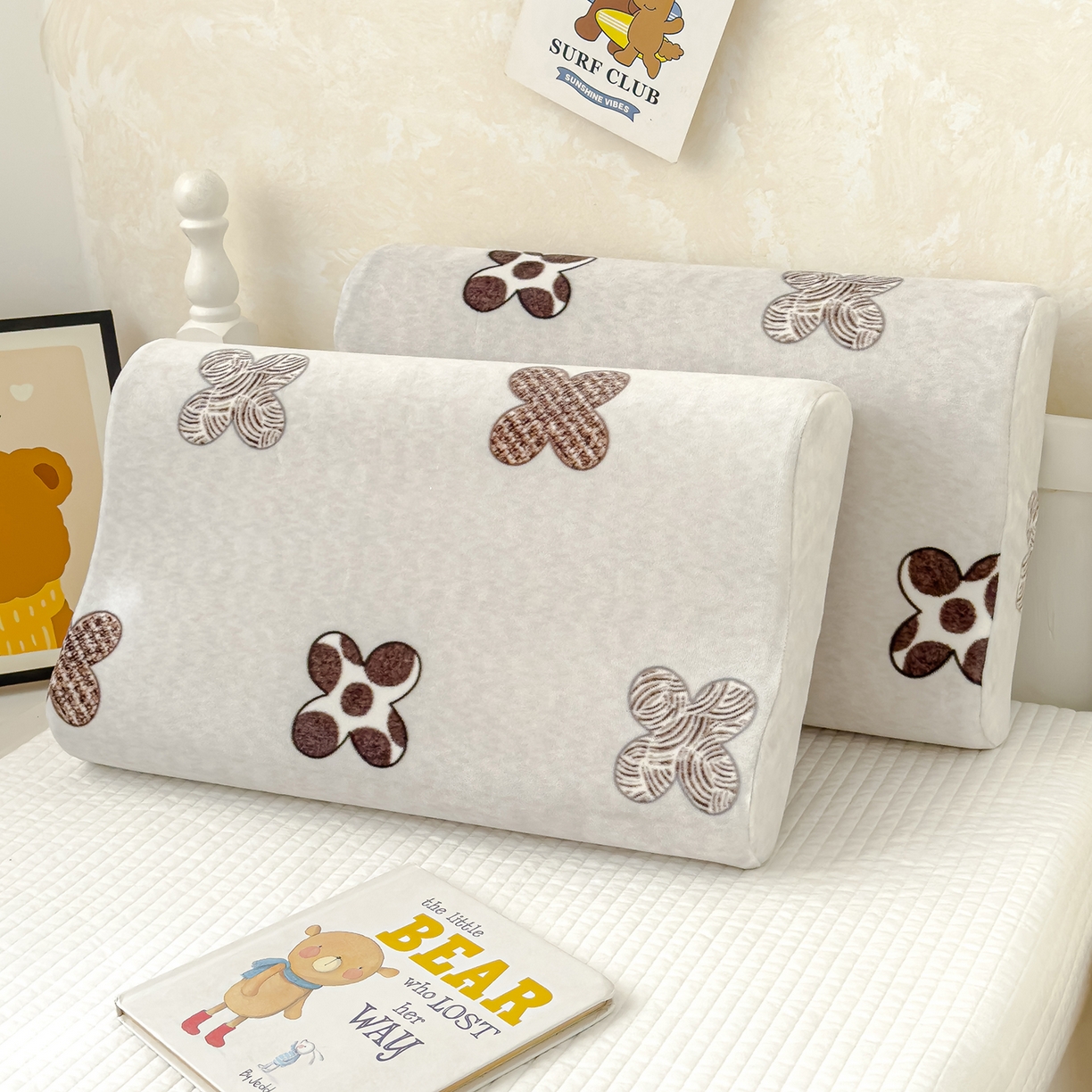 91家纺网 家纺一手货源 找家纺 良佐生活 2025新款宝宝绒乳胶枕套 四叶草