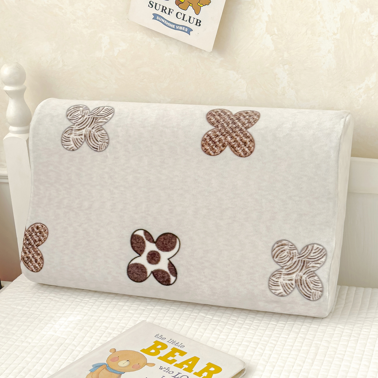 良佐生活 2025新款宝宝绒乳胶枕套 四叶草