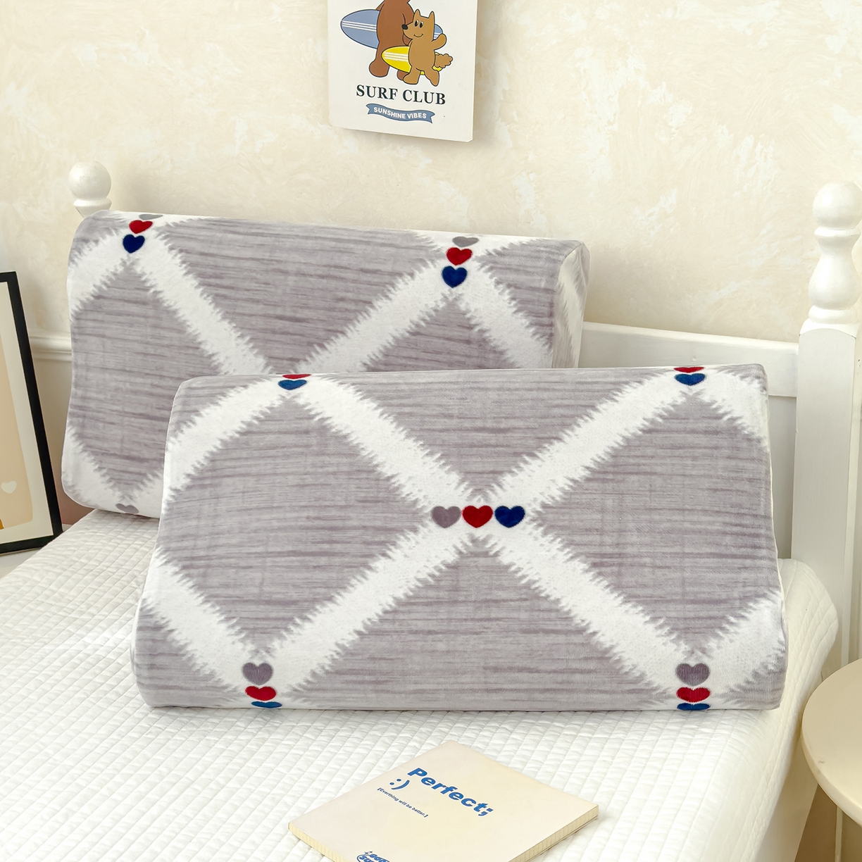 91家纺网 家纺一手货源 找家纺 良佐生活 2025新款宝宝绒乳胶枕套 爱心乐园