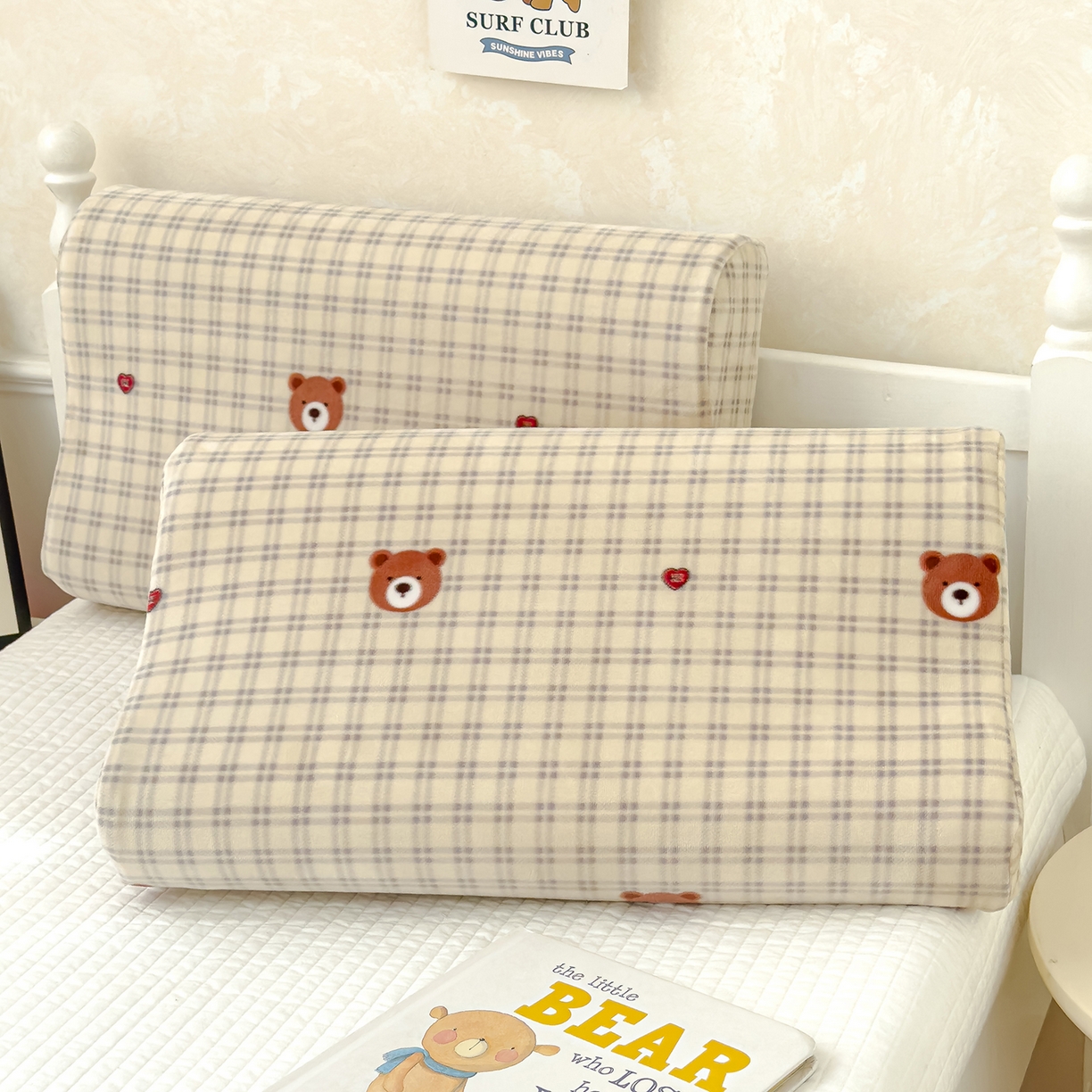 91家纺网 家纺一手货源 找家纺 良佐生活 2025新款宝宝绒乳胶枕套 萌宠小熊