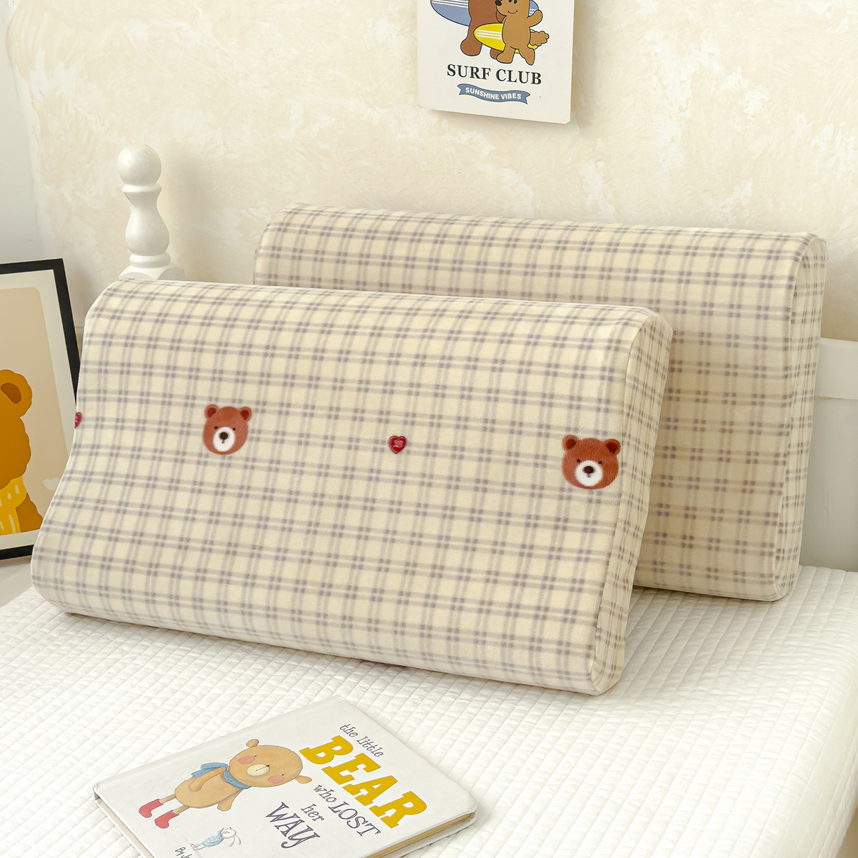 91家纺网 家纺一手货源 找家纺 良佐生活 2025新款宝宝绒乳胶枕套 萌宠小熊