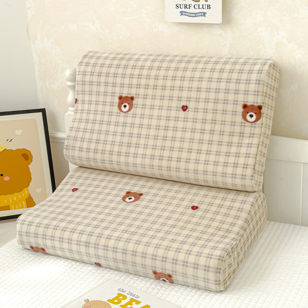 91家纺网 家纺一手货源 找家纺 良佐生活 2025新款宝宝绒乳胶枕套 萌宠小熊