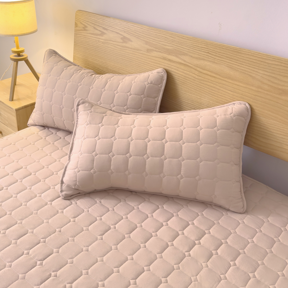 91家纺网 家纺一手货源 找家纺 富阿娜家纺 2025新款A类抗菌夹棉单床笠三件套  围布30cm 良品-卡其