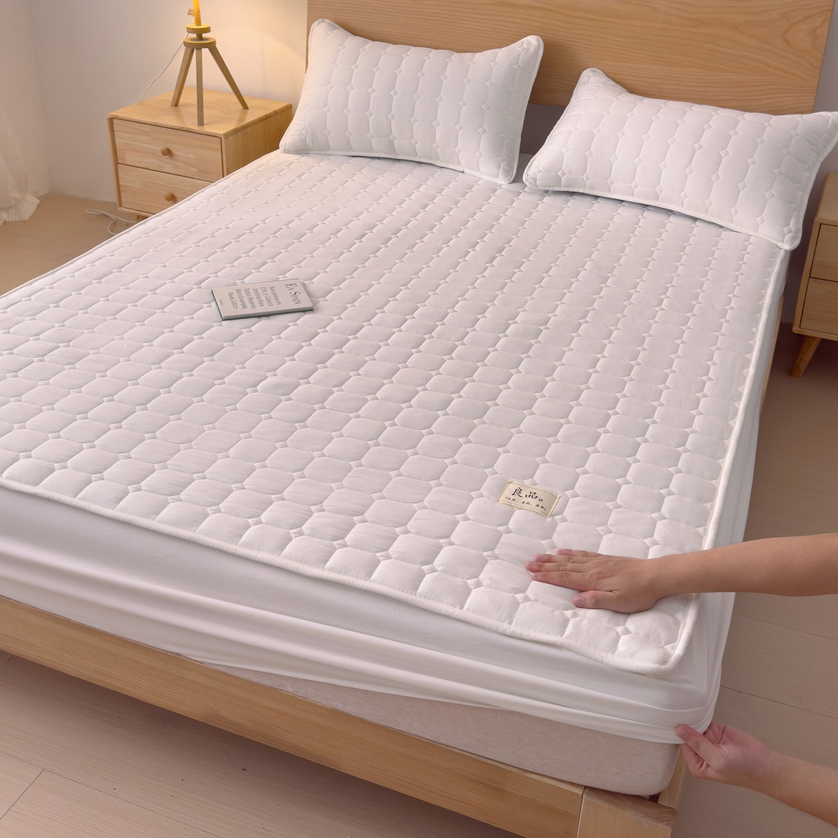 富阿娜家纺 2025新款A类抗菌夹棉单床笠三件套  围布30cm 良品-云朵白