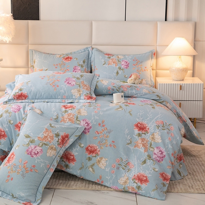 91家纺网 家纺一手货源 找家纺 幸嘉轩 2025新款全棉纯棉喷气加厚磨毛四件套-系列五 似水柔情